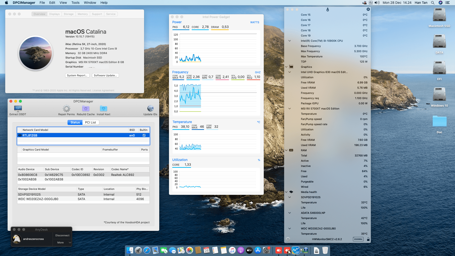 Success Hackintosh macOS Catalina 10.15.7 Build 19H15 in MSI Z490-A Pro + Intel Core i9-10900K + MSI RX 5700XT